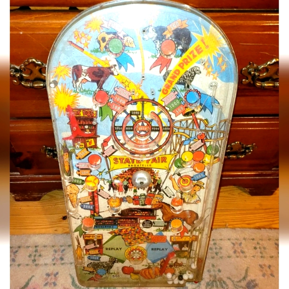 Vintage 1950's Marx Toys State Fair Bagatelle Table Top Pinball Game BROKEN FLIP